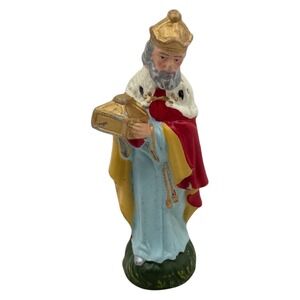 Vintage Three King Nativity Figurine with Gift Hand‎ Painted Christmas Holiday